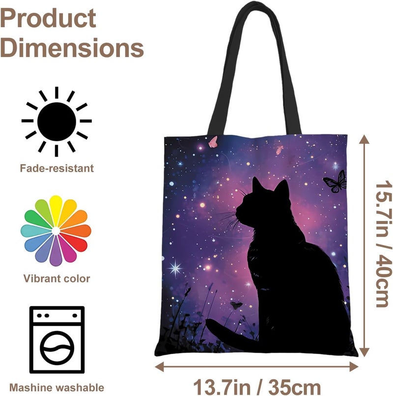 ANNA QUEEN Cat Tote Bag Shoulder Bag Handle Bag for Gym Yoga Picnic Beach Kitchen Reusable - Image 4